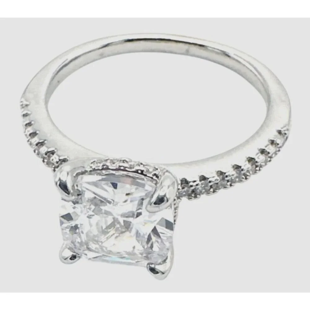 Womens Silver Plated Brass Cubic Zirconia Ring - Picture 3 of 6